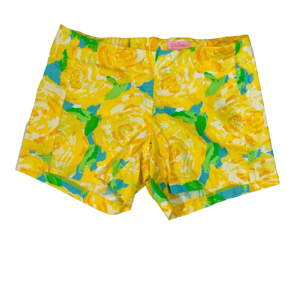 Lilly Pulitzer Yellow and Green Floral High Waist Shorts